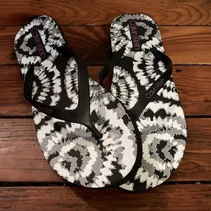Calvin Klein Sham Tie Dyed Flip Flops Black Size 10 NWT